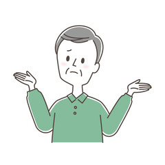 お手上げのシニア男性のイラスト素材