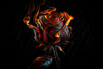 fire rose spring holi festival photo realistic flower in flames