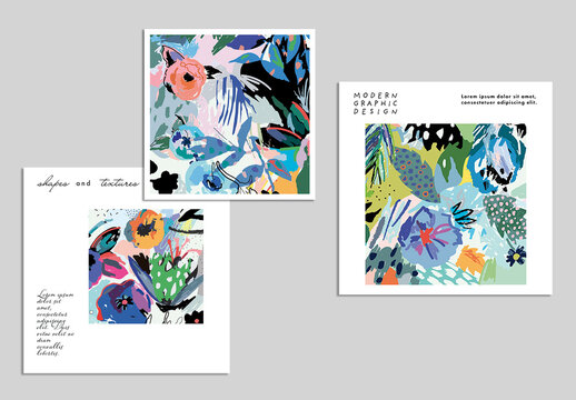 Set of Floral Cards Layout