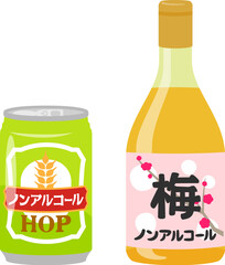 ノンアルコールビール、梅ジュース