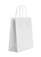 Blank paper bag isolated on white. Mockup for design