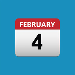 4th February calendar icon. February 4 calendar Date Month icon