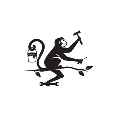 builder monkey logo vector template