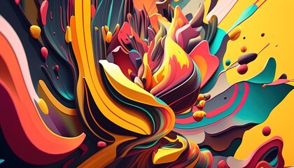 Vibrant abstract composition, bursting with dynamic colors and energy