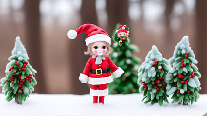 Tierna Chica Disfrazada de Santa Claus, IA Generativa