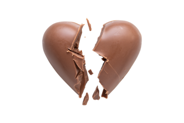 broken heart chocolate isolated on transparent background