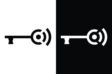 Signal with a key on black and white background. Very suitable for symbol, logo, company name, brand name, personal name, icon and many more.