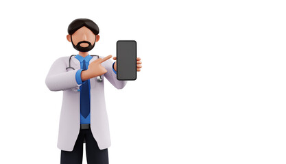 Doctor showing mobile  3d illustration