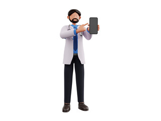 Doctor showing mobile  3d illustration