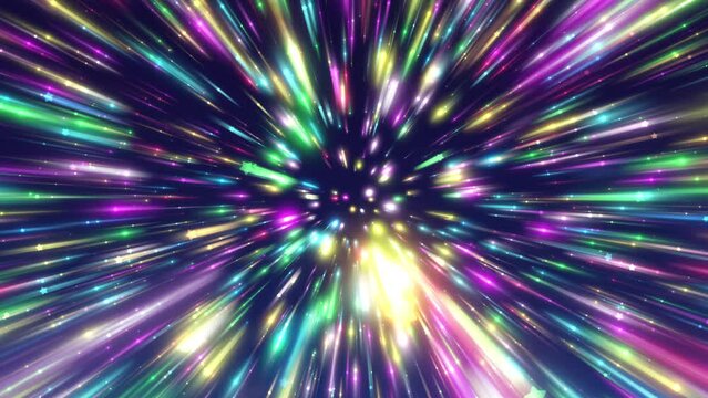 カラフルでポップな星の鮮やかな天の川をゆっくり進む　ループ