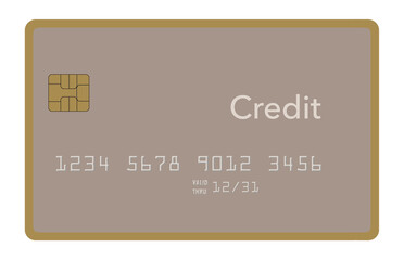 Here is a mock generic credit card isolated on a transparent background. The card has suble muted warm colors.