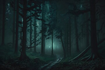 dark forest created using AI Generative Technology