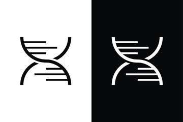 DNA concept on black and white background. Very suitable for symbol, logo, company name, brand name, personal name, icon and many more.