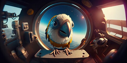 Parrot Spaceman In Space Exploring Generative AI