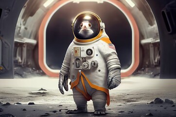 Penguin Astronaut Out Of This World In A Space Suit Generative AI - Powered by Adobe