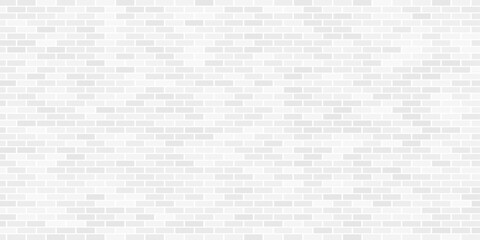 White brick wall seamless vector pattern. Abstract weathered white grunge brick wall texture or old surface material pattern for vintage interior room background and backdrop
