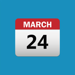 24th March calendar icon. March 24 calendar Date Month icon vector illustrator