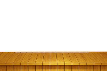 Wooden table, wood table top front view 3d render isolated