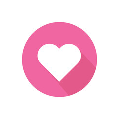 heart pink circle icon. Vector illustration.