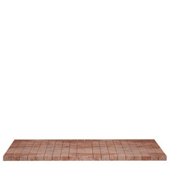 Wooden table, wood table top front view 3d render isolated