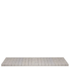 Wooden table, wood table top front view 3d render isolated