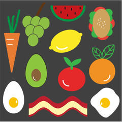 a set of simple food vector graphics