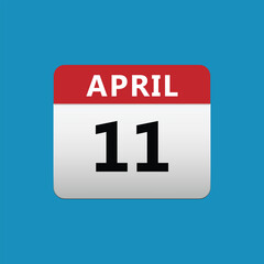 11th April calendar icon. April 11 calendar Date Month icon vector illustrator