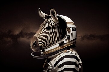 Fototapeta na wymiar Zebra Astronaut In Outer Space Exploring Generative AI