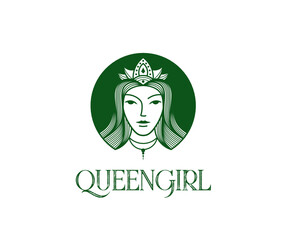 Elegant beautiful crowned female logo