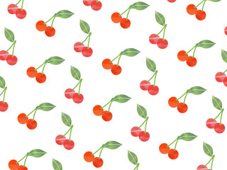 水彩のサクランボのシームレスパターン背景