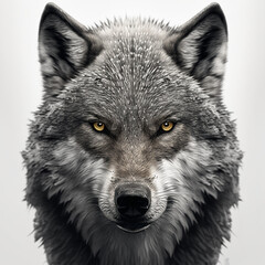 Portrait of a wolf on a white background