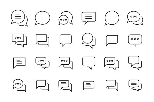 chat and comment line icon set. Speech bubble line icon symbol vector