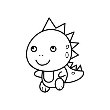 Dinosaur Cartoon  vector illustration template for Coloring book. Drawing lesson for children	