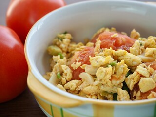 아시아 음식 토마토 계란볶음
