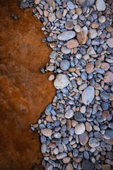 Rocky shapes on the beach. textures and patterns generated on the stones of the Ibiza.