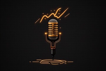 Studio microphone icon, podcast concept, background. Generative AI - obrazy, fototapety, plakaty