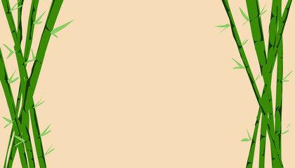 Light brown color illustration background with bamboo image