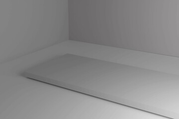 3d render gray tone room with low light