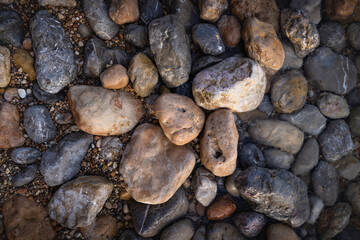 Rocky shapes on the beach. textures and patterns generated on the stones of the Ibiza.