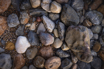 Rocky shapes on the beach. textures and patterns generated on the stones of the Ibiza.