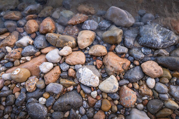 Rocky shapes on the beach. textures and patterns generated on the stones of the Ibiza.