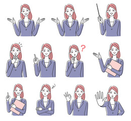 スーツ姿の若い女性のセット