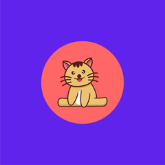 cute cat sitting logo design
