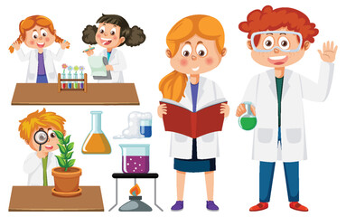 Scientist and student doing chemistry experiment