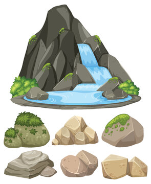 Nature element cartoon set