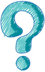Question mark in pencil colour sketch simple style