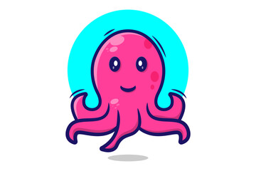 Illustration of a cute octopus cartoon vector white background
