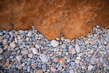 Rocky shapes on the beach. textures and patterns generated on the stones of the Ibiza.
