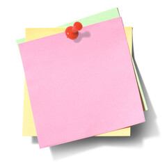 画鋲で留められた、カラフルな紙片