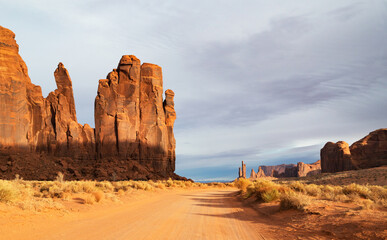 monument valley state in sunset